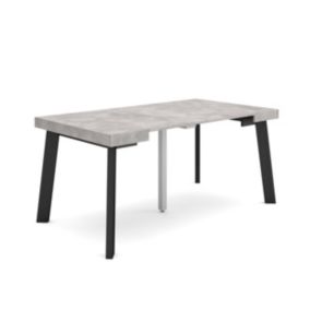 Table console extensible, 160, pour 8 personnes, 160x90x77cm, Pieds en bois, couleur Ciment