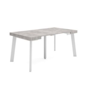 Table console extensible, 160, pour 8 personnes, 160x90x77cm, Pieds en bois, couleur Ciment