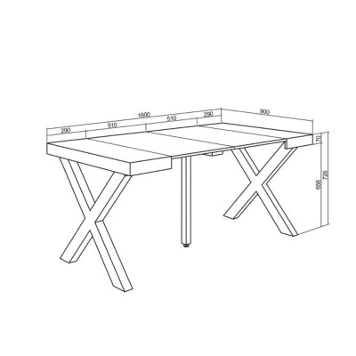 Table console extensible 160x90x77cm couleur chêne et blanc