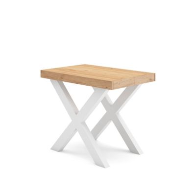 Table console extensible 160x90x77cm couleur chêne et blanc