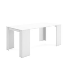 Table console extensible, 180, pour 8 personnes, 180x90x77cm, couleur Blanc