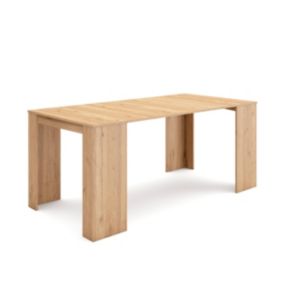 Table console extensible, 180, pour 8 personnes, 180x90x77cm, couleur Chêne