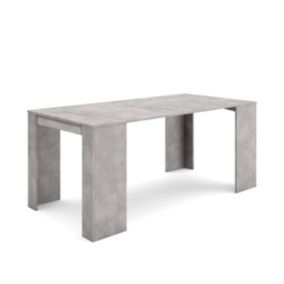 Table console extensible, 180, pour 8 personnes, 180x90x77cm, couleur Ciment