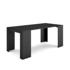 Table console extensible, 180, pour 8 personnes, 180x90x77cm, couleur Noir