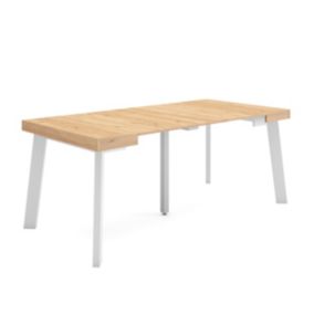 Table console extensible, 180, pour 8 personnes, 180x90x77cm, Pieds en bois, couleur Chêne