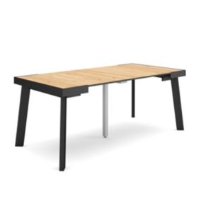 Table console extensible, 180, pour 8 personnes, 180x90x77cm, Pieds en bois, couleur Chêne