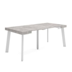 Table console extensible, 180, pour 8 personnes, 180x90x77cm, Pieds en bois, couleur Ciment