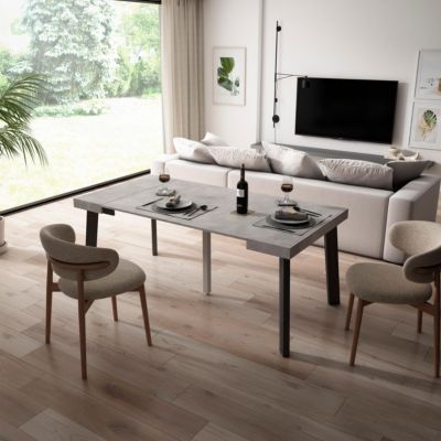 Table console extensible 180x90x77cm couleur gris ciment