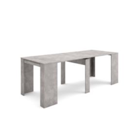 Table console extensible, 220, pour 10 personnes, 222x90x77cm, couleur Ciment