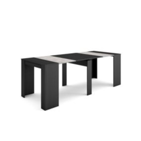 Table console extensible, 220, pour 10 personnes, 222x90x77cm, couleur Noir