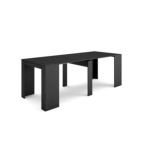 Table console extensible, 220, pour 10 personnes, 222x90x77cm, couleur Noir