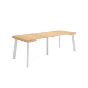 Table console extensible, 220, pour 10 personnes, 222x90x77cm, Pieds en bois, couleur Chêne