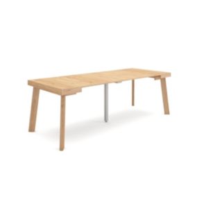 Table console extensible, 220, pour 10 personnes, 222x90x77cm, Pieds en bois, couleur Chêne