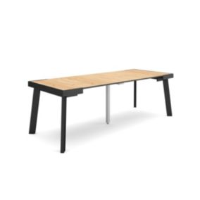 Table console extensible, 220, pour 10 personnes, 222x90x77cm, Pieds en bois, couleur Chêne