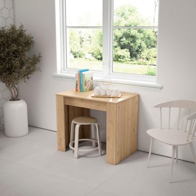 Table console extensible 222x90x77cm couleur chêne