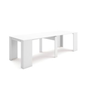 Table console extensible, 260, pour 12 personnes, 262x90x77cm, couleur Blanc