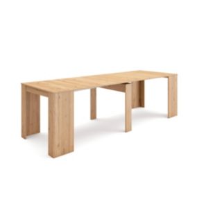 Table console extensible, 260, pour 12 personnes, 262x90x77cm, couleur Chêne