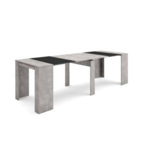 Table console extensible, 260, pour 12 personnes, 262x90x77cm, couleur Ciment