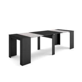 Table console extensible, 260, pour 12 personnes, 262x90x77cm, couleur Noir