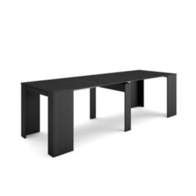 Table console extensible, 260, pour 12 personnes, 262x90x77cm, couleur Noir