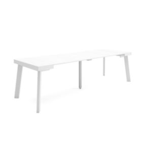 Table console extensible, 260, pour 12 personnes, 262x90x77cm, Pieds en bois, couleur Blanc