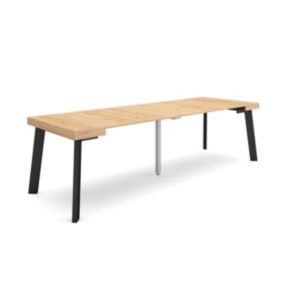 Table console extensible, 260, pour 12 personnes, 262x90x77cm, Pieds en bois, couleur Chêne