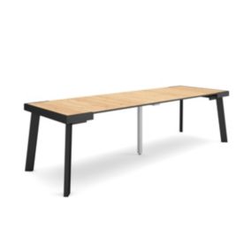 Table console extensible, 260, pour 12 personnes, 262x90x77cm, Pieds en bois, couleur Chêne