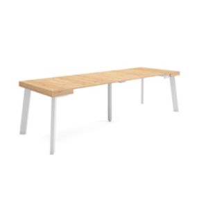 Table console extensible, 260, pour 12 personnes, 262x90x77cm, Pieds en bois, couleur Chêne