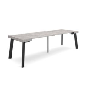 Table console extensible, 260, pour 12 personnes, 262x90x77cm, Pieds en bois, couleur Ciment