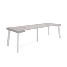 Table console extensible, 260, pour 12 personnes, 262x90x77cm, Pieds en bois, couleur Ciment