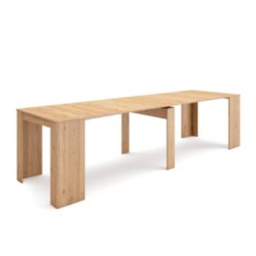 Table console extensible, 300, pour 14 personnes, 302x90x77cm, couleur Chêne