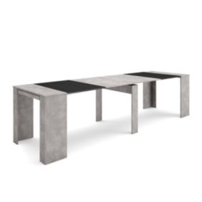 Table console extensible, 300, pour 14 personnes, 302x90x77cm, couleur Ciment