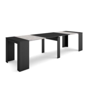 Table console extensible, 300, pour 14 personnes, 302x90x77cm, couleur Ciment