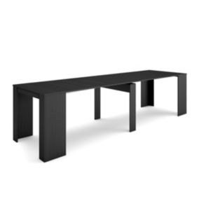 Table console extensible, 300, pour 14 personnes, 302x90x77cm, couleur Noir