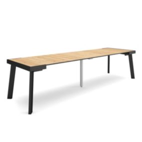 Table console extensible, 300, pour 14 personnes, 302x90x77cm, Pieds en bois, couleur Chêne