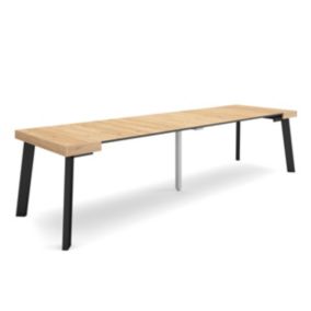 Table console extensible, 300, pour 14 personnes, 302x90x77cm, Pieds en bois, couleur Chêne