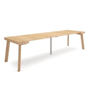 Table console extensible, 300, pour 14 personnes, 302x90x77cm, Pieds en bois, couleur Chêne