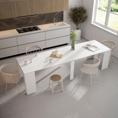 Table console extensible 302x90x77cm couleur blanc