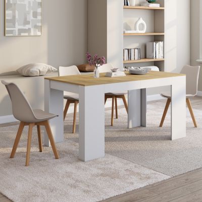 Table console extensible ORLANDO 6 personnes 140 cm bois blanc et façon ...