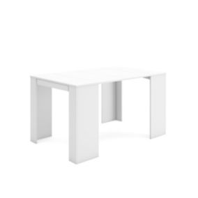 Table console extensible, pour 6 personnes, 140x90x77cm, couleur Blanc