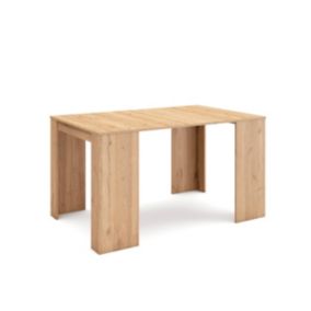 Table console extensible, pour 6 personnes, 140x90x77cm, couleur Chêne