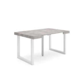 Table console extensible, pour 6 personnes, 140x90x77cm, Pieds bois massif, couleur Ciment