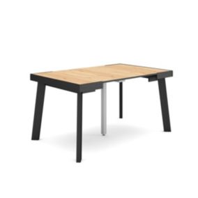 Table console extensible, pour 6 personnes, 140x90x77cm, Pieds en bois, couleur Chêne