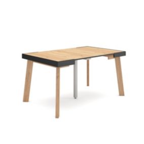 Table console extensible, pour 6 personnes, 140x90x77cm, Pieds en bois, couleur Chêne