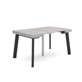 Table console extensible, pour 6 personnes, 140x90x77cm, Pieds en bois, couleur Ciment