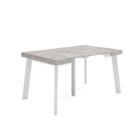 Table console extensible, pour 6 personnes, 140x90x77cm, Pieds en bois, couleur Ciment