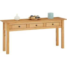 Table Console Meuble d'appoint en Bois avec 3 tiroirs, en pin Massif Finition teintée/cirée