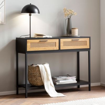 Table Console Noir 100 cm Table d'ordinateur Table du Couloir Tiroirs FineBuy