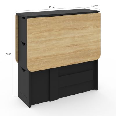Table console pliable EDI 2-4 personnes avec 3 tiroirs noirs plateau ...