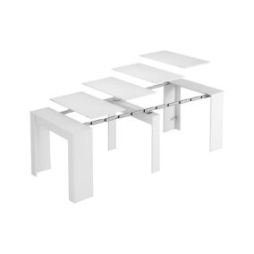 Table console à rallonge Dpanozz, Table avec rallonges, Table à manger extensible jusqu'à 10 places, 90/237x51h78 cm, Blanc